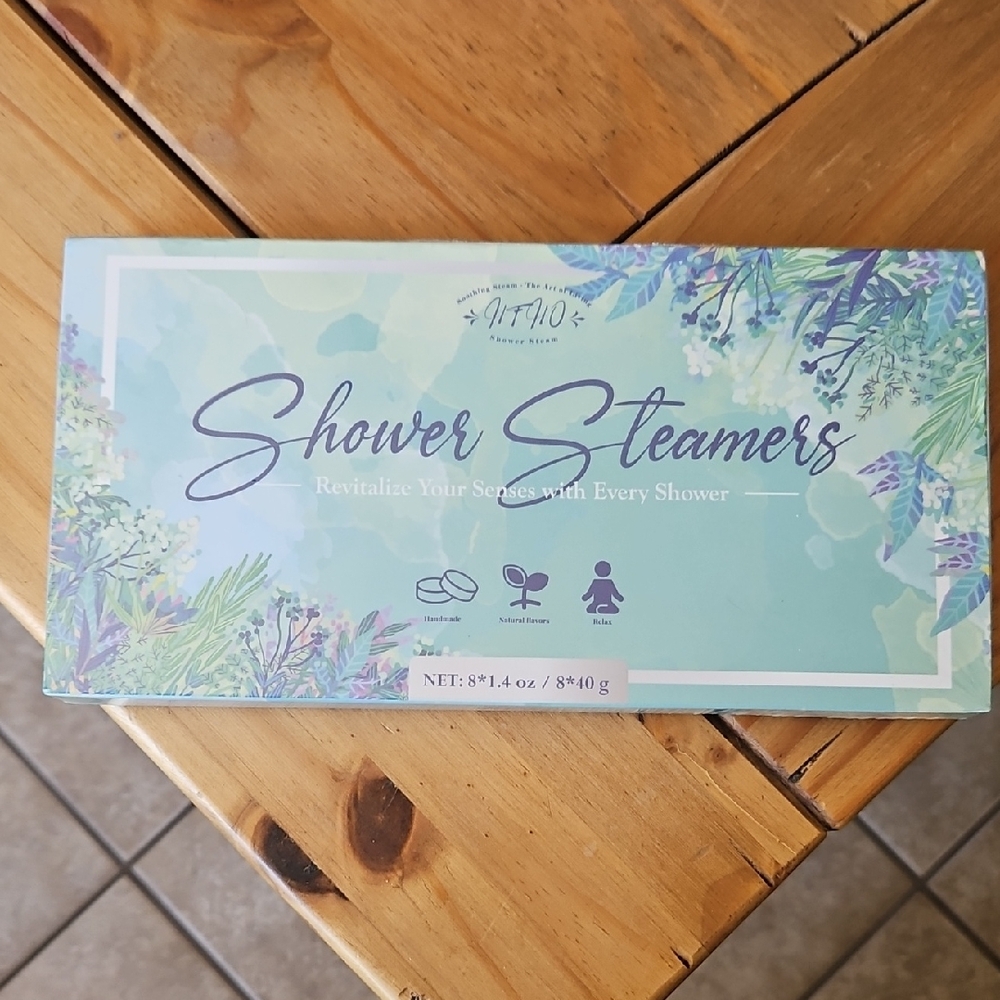 Shower Steamers Relaxing Botanical Scent Pack - Teal Floral Box